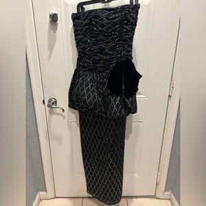 Vintage Wayne Clark Aline Marelle Black Velvet Ball Gown Formal Sz 12